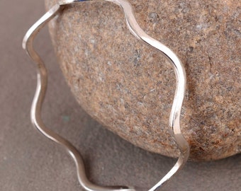 Wave cuff bangle silver ocean beach jewelry