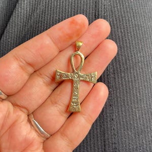 Gold Ankh Pendant, Ancient Necklace, Key of Life, Antique Ankh Cross, Ankh Pendant, Egyptian Ankh, Gold Vermeil, Gold Cross