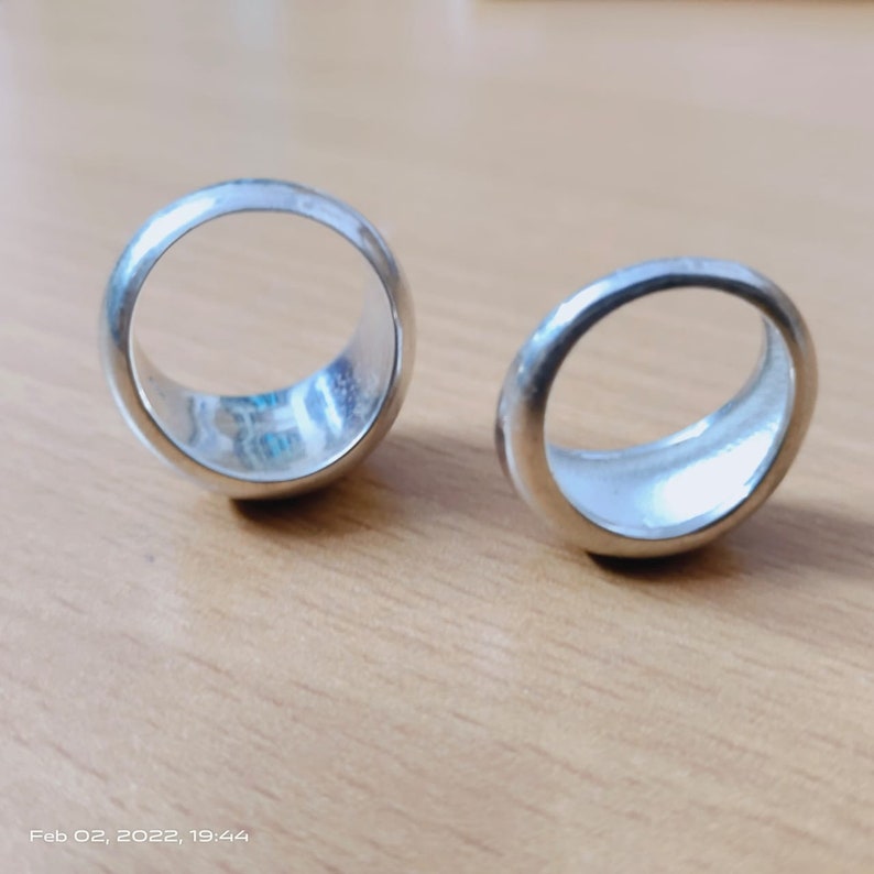 Chunky Silver Plated Dome Ring Set: Modern Statement Rings - Etsy