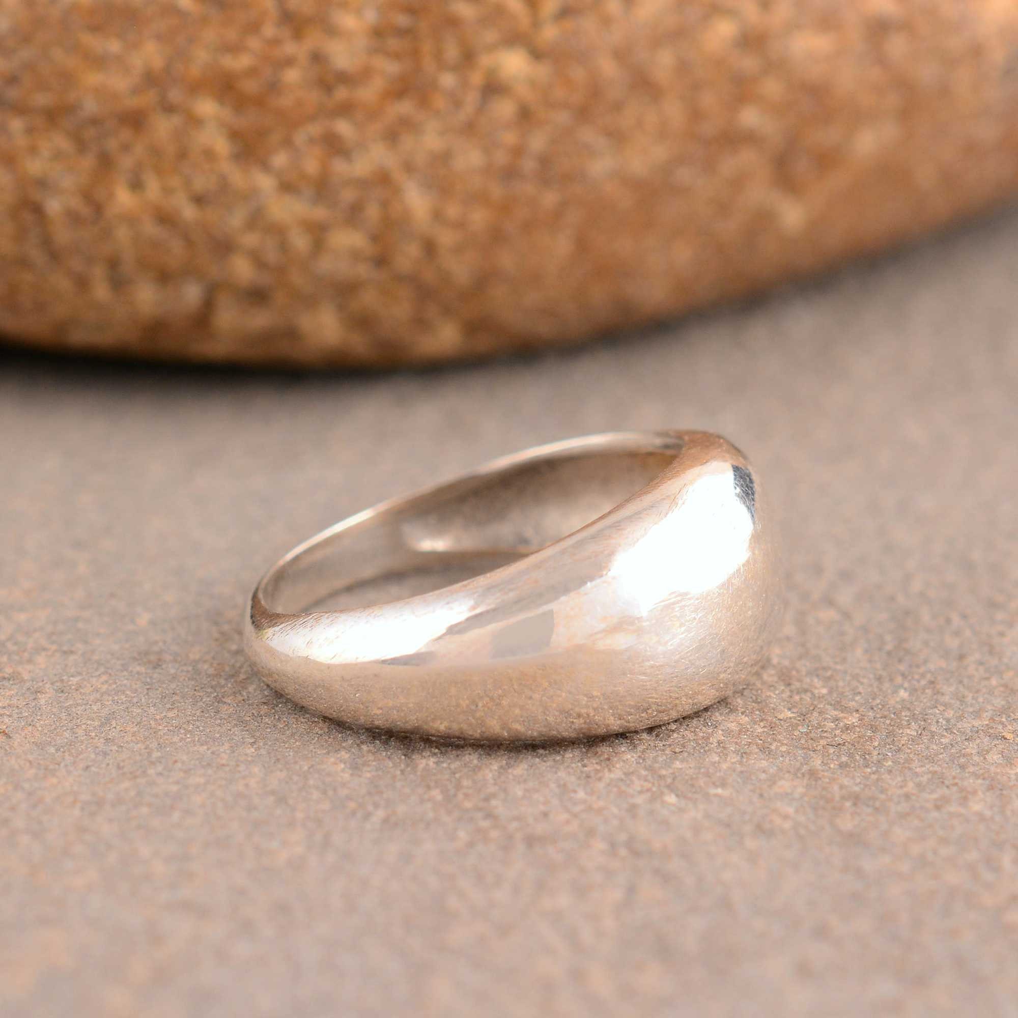 Hammered Silver Plated Dome Ring: Minimalist Brass Statement Ring - Etsy