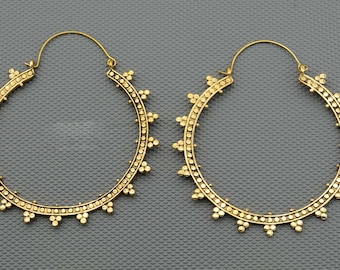 mandala earrings boho big gold hoop earrings geometric African earrings bohemian large hoops, gifts for women