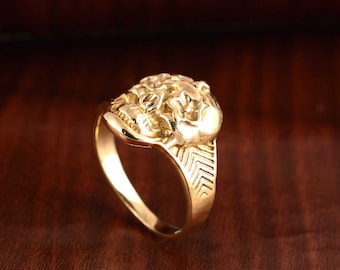 Gold Skull Ring: Gothic Brass Statement Ring