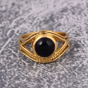 Black Obsidian Ring, Gemstone Ring, Evil Eye Ring, Minimalist Ring, Promise Ring, Gift For Her, Black Stone Ring, Boho Ring