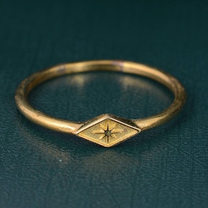 Star Signet Ring, Signet, North Star Gold Ring, Signet Gold, Polaris ring, Dainty Signet Ring, Dinty Gold Ring, Boho Ring, Ethnic Ring