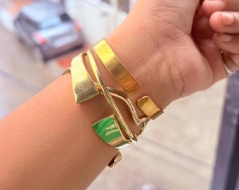 Handmade Brass Ethnic Cuff: Adjustable African Bangle