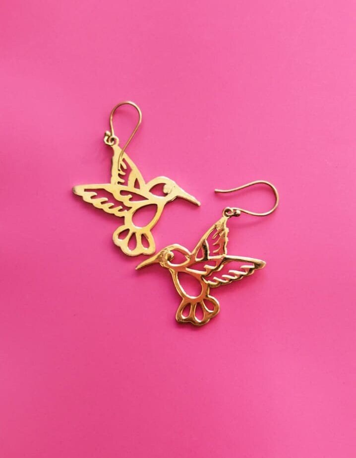 Bird Earrings, Sparrow Earrings, Gold Dangle Earrings, Cute