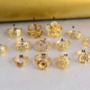 Gold Brass Ring Set: Ethnic Bohemian Stackable Rings