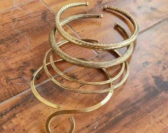 Hammered Brass Collar Necklace: Minimalist Gold Neck Cuff