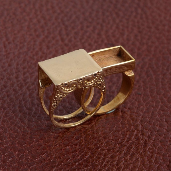 Anillo de compartimento secreto de latón, anillo de pastillero abrible