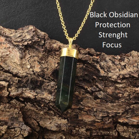 Obsidian online necklace etsy