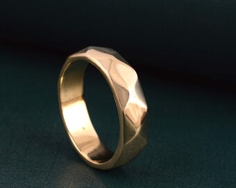 Handmade Brass Geometric Ring Band: Gold Ring
