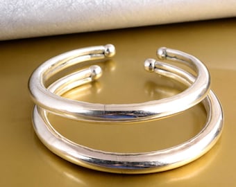 Silver Plated Brass Anklet Pair: Handmade Indian Rajasthani Kada