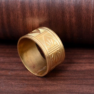 Brass ring, Unisex wedding band, women&#39;s ring, wide ring, golden brass band, boho ring, simple ring, Band ring, gift for her