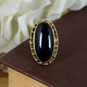 Black Obsidian Ring, Boho Brass Ring, Gift Ring, Gemstone Ring, Handmade Ring, Gold Brass Ring, Obsidian Jewelry, Boho Ring, Ethnic Ring