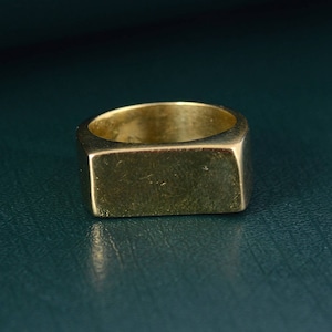 Square Brass Signet Ring: Geometric Boho Statement Ring