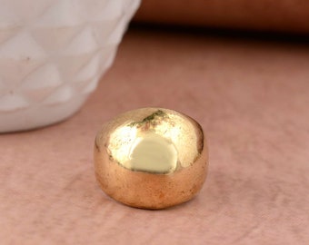 Gold Chunky Dome Ring: Brass Minimalist Statement Ring