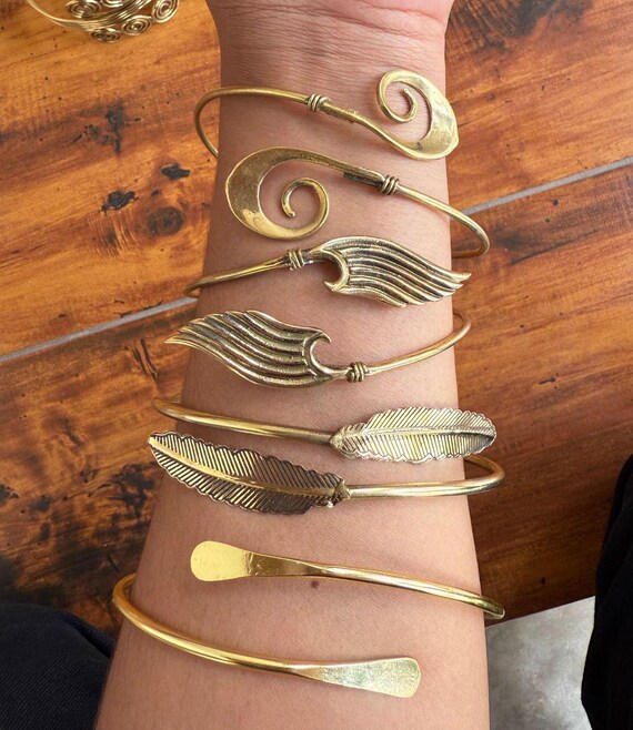 Brass Arm Cuff: Boho Tribal Adjustable Armlet Israel