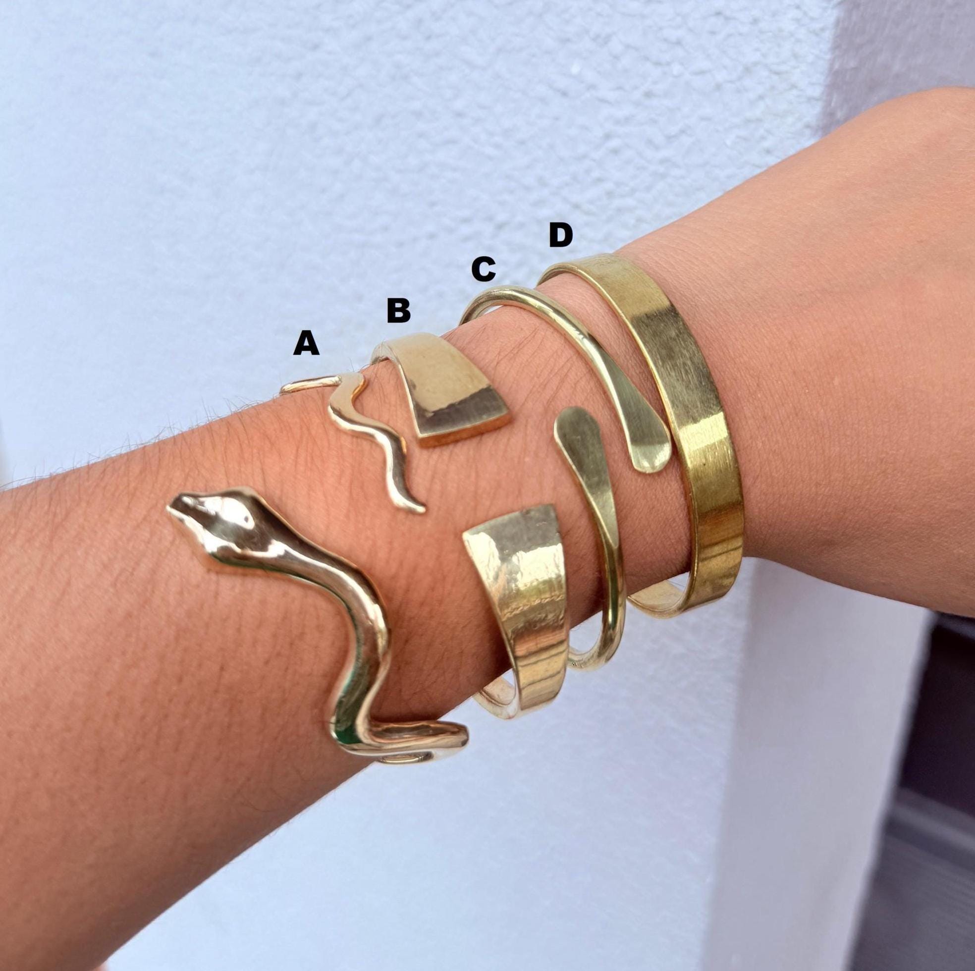 ハンドメイド真鍮エスニックカフ：調節可能なアフリカンバングル