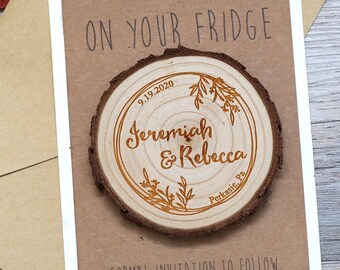 Personalized Wooden Save the Date• Engraved Save the Date Wood Slice ...