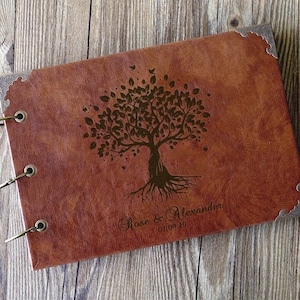 Album fotografico personalizzato per matrimonio in formato A4/Album fotografico con albero genealogico/Album fotografico per matrimonio con albero della vita/Libro degli ospiti in pelle per matrimonio