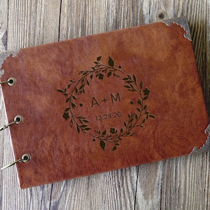 A4 Personalized Leather scrapbook Photo album/ Memory Book /wedding gift /Bridal Gift/ leather wedding guest book / Anniversary Gift