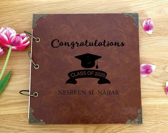 Personalized Graduation Leather Photo Album /Graduation Photo Album Gift/ Engraved Leather Keepsake photo album/Gradation Photo Album