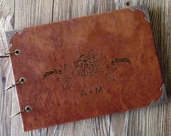 Álbum de recortes de cuero personalizado A4, álbum de fotos, libro de recuerdos, regalo de boda, regalo de novia, libro de visitas de boda de cuero, regalo de aniversario