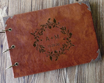 Álbum de recortes de cuero personalizado A4, álbum de fotos, libro de recuerdos, regalo de boda, regalo de novia, libro de visitas de boda de cuero, regalo de aniversario