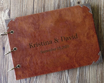 Álbum de fotos personalizado de cuero sintético A4, libro de recuerdos, regalo de boda, libro de visitas de cuero para boda, regalo de aniversario.