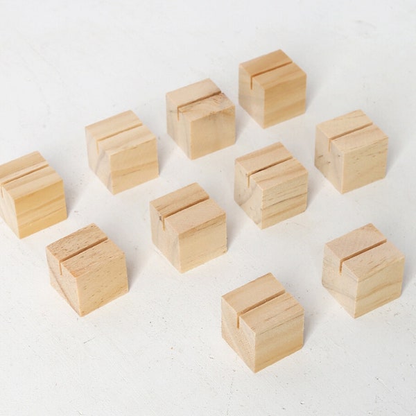 Mini supports de table en bois, Cubes en bois, marque-places en bois, porte-photos en bois, support pour numéros de table, porte-noms, supports pour faire-part