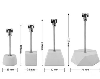 Beton Staande clips, Betonnen kaarthouder, Fotostandaards, Naamplaatjesstandaards, Tafelnummerhouders, Uitnodigingsstandaards, Staande clips