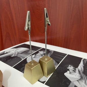 Messing Bildhalter, Messing Kartenhalter, Preisschildständer, Postkartenhalter, Tischnummer Halter, Einladungsständer