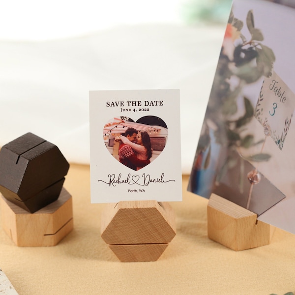 Mini Wooden Card Holder, Wood Photo Stands, Walnut Wood Card Holder with 2 slots, Postcard Display Holders, Invitation Stands, Memo Holders