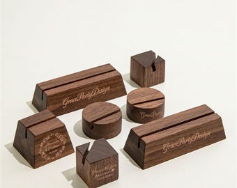 Walnut Card Holder, Picture, Postcard, Custom Engraved Table Number, Recipe Stand, Wood Table Stands ,Invitation Holders