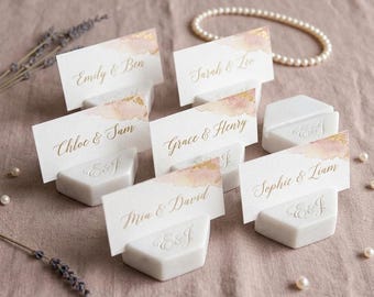 Custom Engraved Name Tag Holders, White Marble Wedding Card Stands, Table Number Holders, Picture Holder, Invitation Stands,