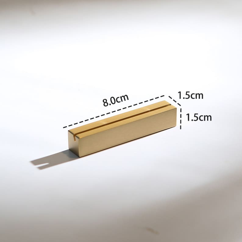 Moderne messing roestvrijstalen houder, visitekaartjeshouder, messing plaatskaarthouders, tafelnummerstandaards, uitnodigingsstandaards. Tafeldecoratie Big Rectangle