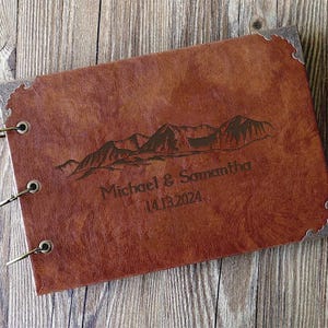 A4 Cabin Book/ Leather scrapbook /Rustic Wedding Photo album/ Memory Book /wedding gift / leather wedding guest book / Anniversary Gift