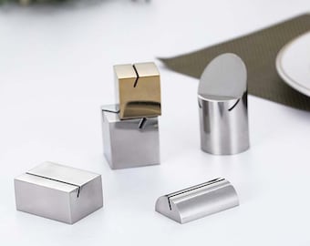 Brass Stainless Steel Card Holder, Custom Engraved Table Number Holders, Modern Table Decor, Photo Holder, Invitation Stands,