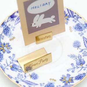 Brass stainless steel card holder, card photo holder, Brass Name Tag Clips, Custom Engraved Table Number Holders, Invitation Stands