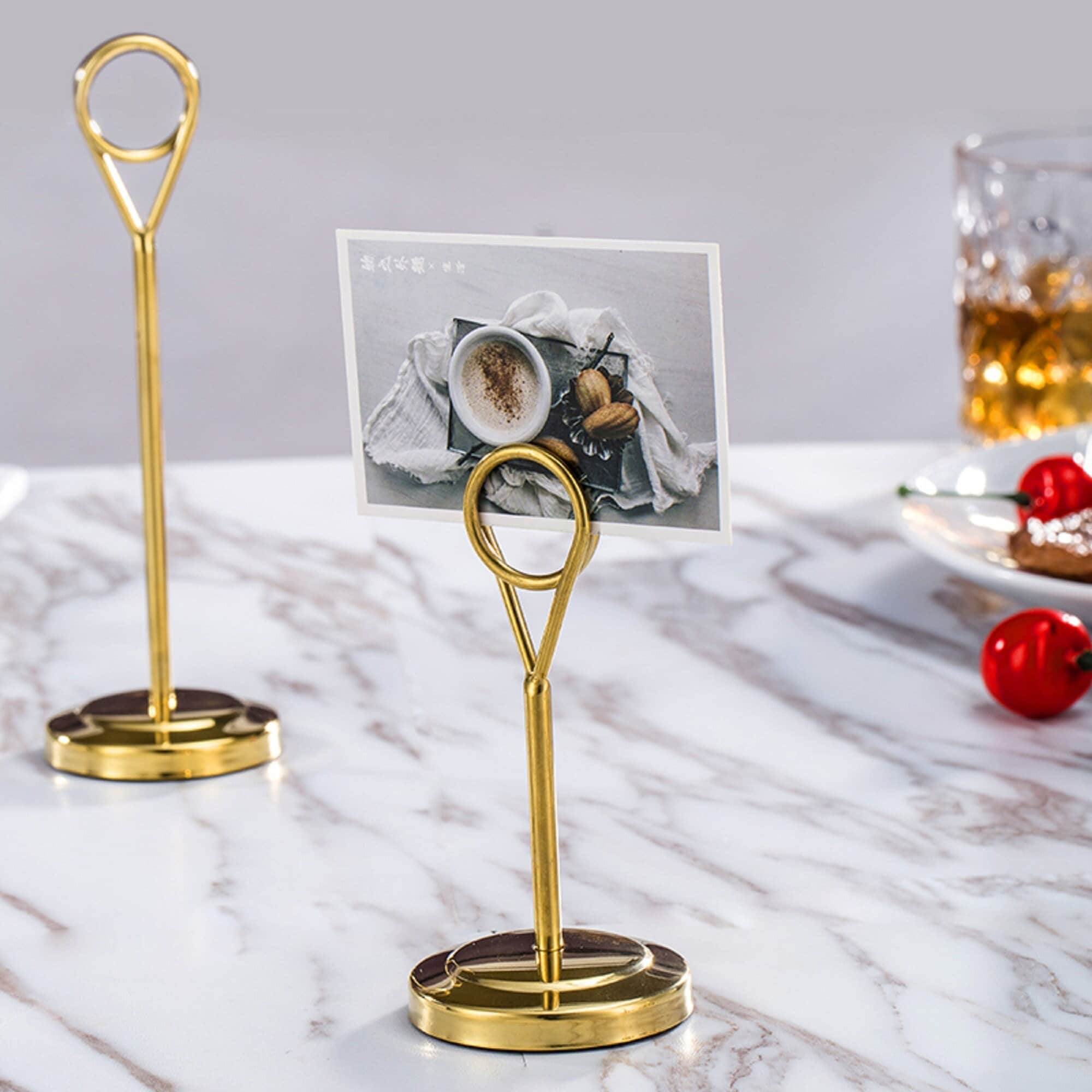 24 Pack Mini Place Card Holders And 24 Pcs Place Cards, Premium Table Number Holders, Table Sign Stand, Photo Picture Holders Wedding Table Name Card