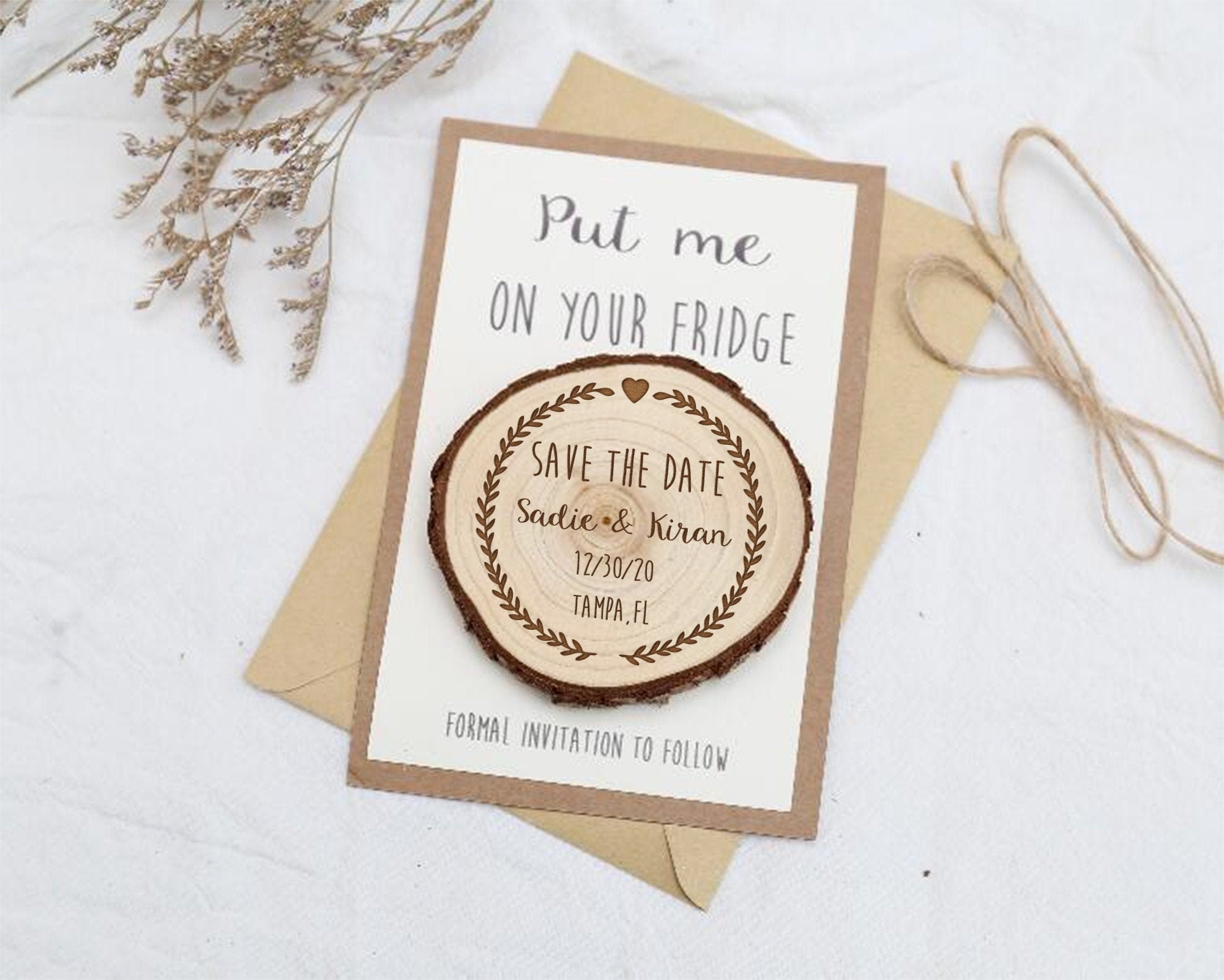Personalized Wooden Save the Date• Engraved Save the Date Wood Slice ...