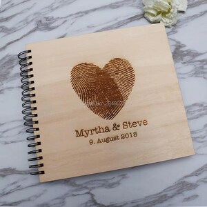 Personalised Wooden photo album with heart, Custom wedding guest book, Romantic Photo Album