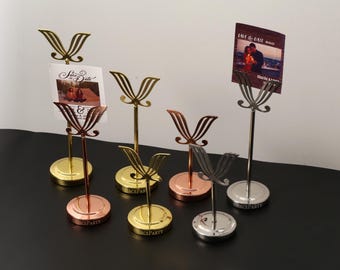 Wedding Card Holders, Brass Gold Stand, Custom Engraved Stainless Steel Holders, Table Number Stand , Card Clips, Sitting Card Holder