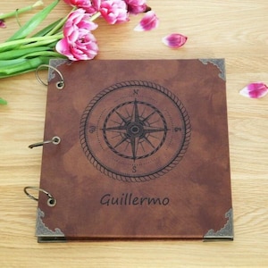Photo album personalized leather/Travel Book/adventure compass photo album/wedding photo album scrapbook album leather guest book