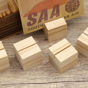 Mini Wood Table Stands, Wooden cubes, Wood Place Card Stand, Wood Photo Holder, Table Number Stand, Name Tag Holders, Invitation Stands