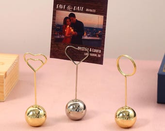 Wedding Table Card Clips, Stainless Steel Holders, Custom Engraved Table Number Stand, Party Decor, Sitting Card Holders