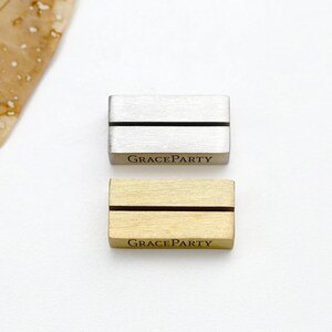 30mmx15mm Brass stainless steel card holder,card photo holder, Custom Engraved Name Tag Holders,Table Number Holders, Invitation Stands image 2