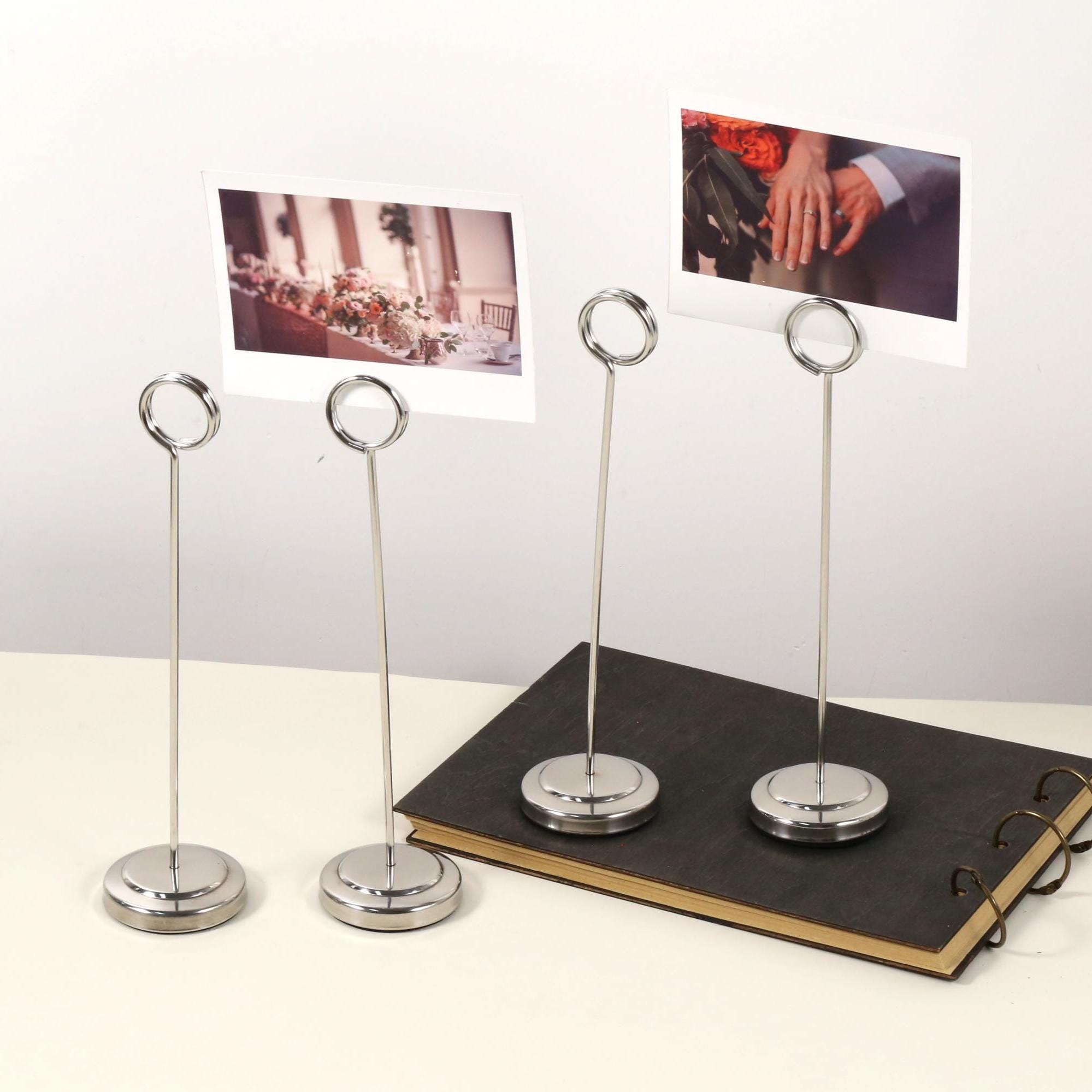 Brass card holders, Stainless Steel Holders, gold stand ,table number Holders, wedding decor, table decoration, Sitting Card Holders