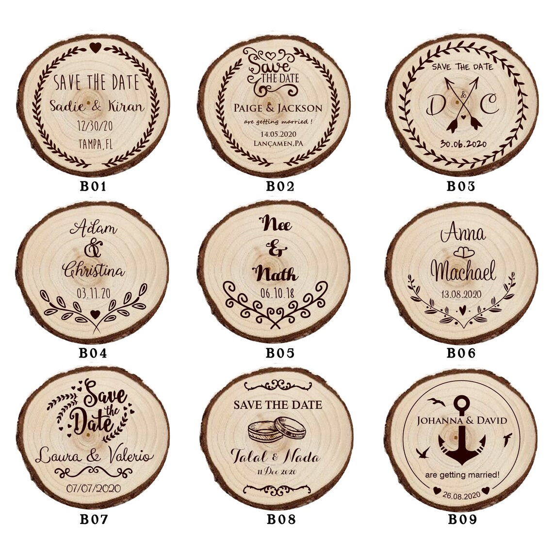 Personalized Wooden Save the Date• Engraved Save the Date Wood Slice ...