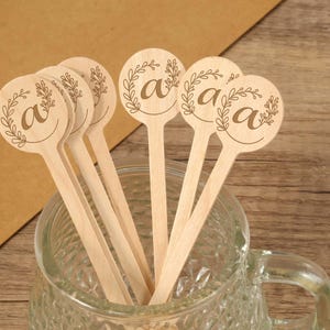 Personalised Monogrammed Wooden Stirrer, Wooden Cocktail Stirrer, Wedding Stirrer, Name Drink Stirrer, Stirring Sticks with Artistic Letters